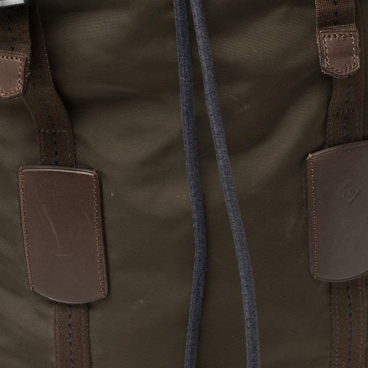 Pre Owned Dunhill Military Green Nylon Large Guardsman Backpack