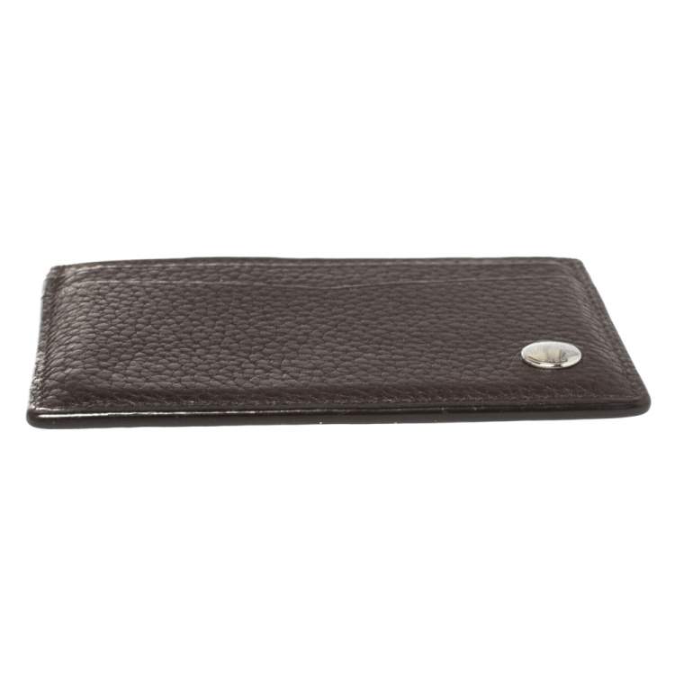 Pre Owned Dunhill Dark Brown Leather Card Holder