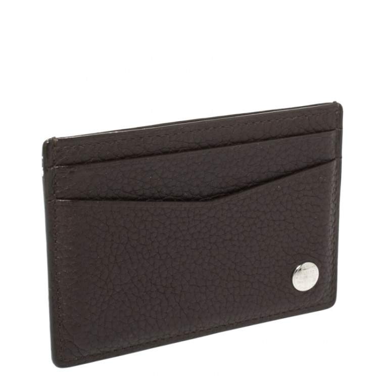Pre Owned Dunhill Dark Brown Leather Card Holder