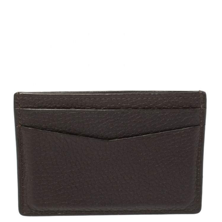 Pre Owned Dunhill Dark Brown Leather Card Holder
