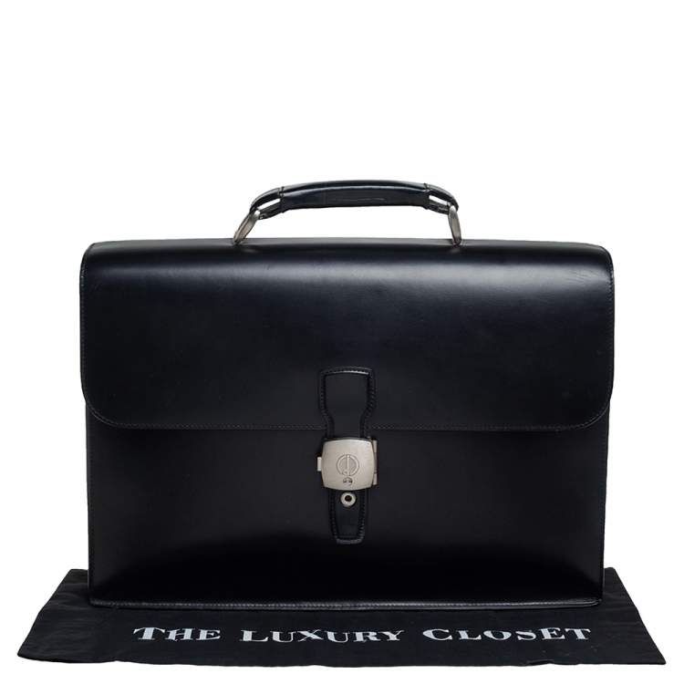Pre Owned Dunhill Black Leather Confidential Briefcase