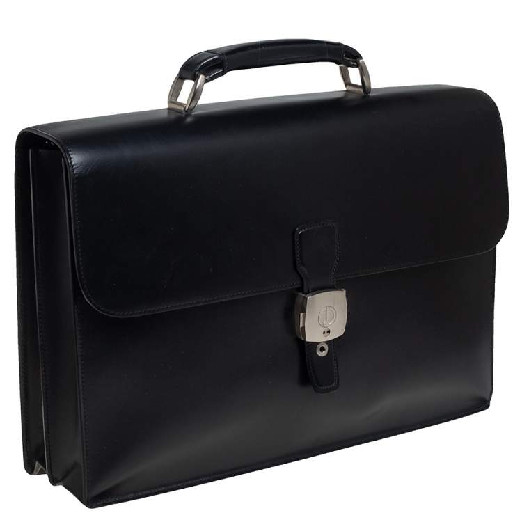 Pre Owned Dunhill Black Leather Confidential Briefcase