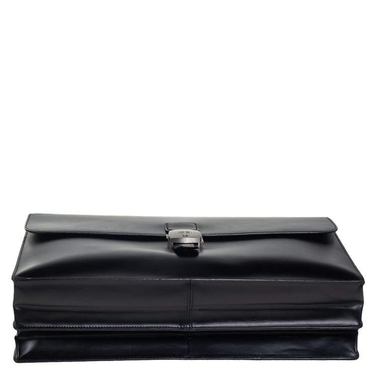 Pre Owned Dunhill Black Leather Confidential Briefcase