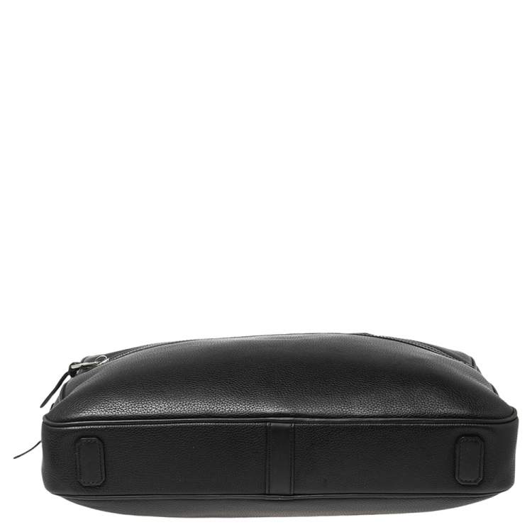 Pre Owned Dunhill Black Leather Zip Briefcase 
