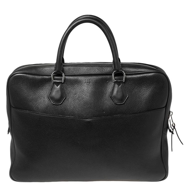 Pre Owned Dunhill Black Leather Zip Briefcase 