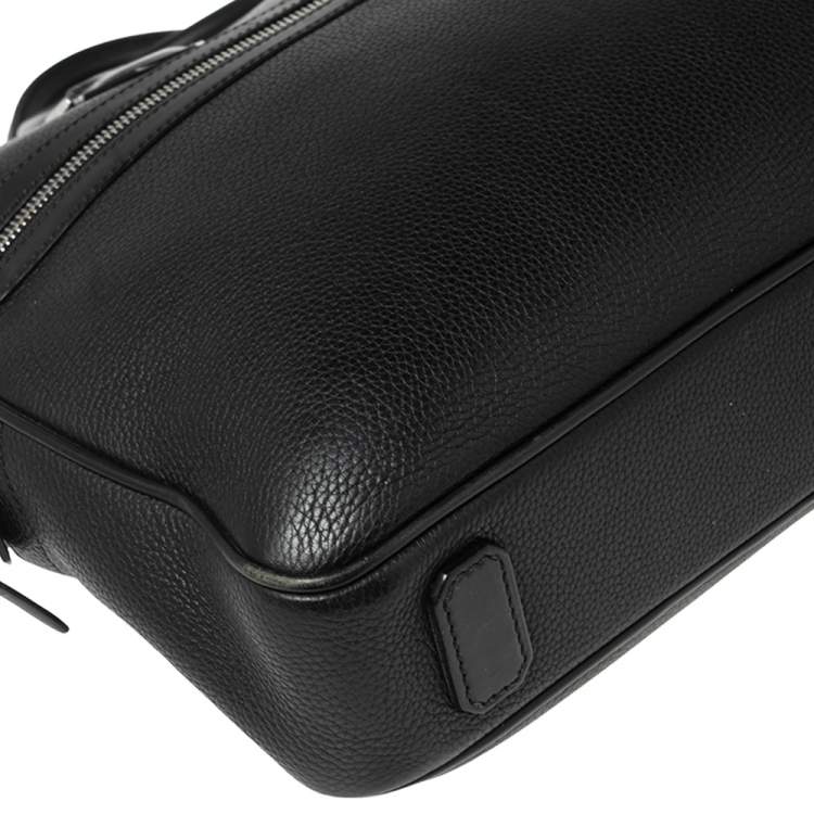Pre Owned Dunhill Black Leather Zip Briefcase 
