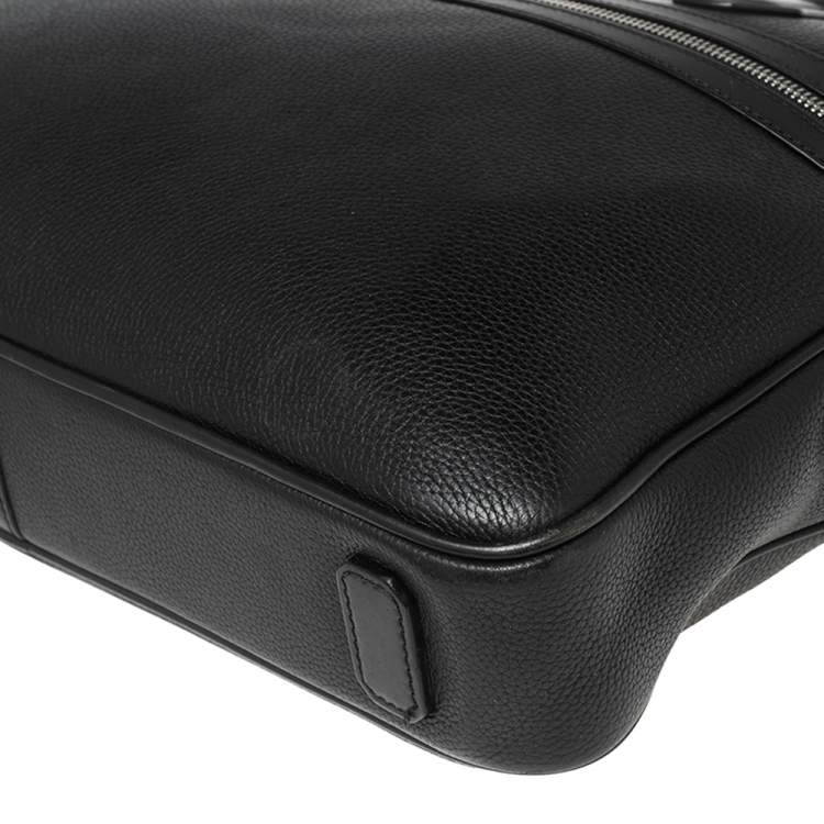 Pre Owned Dunhill Black Leather Zip Briefcase 