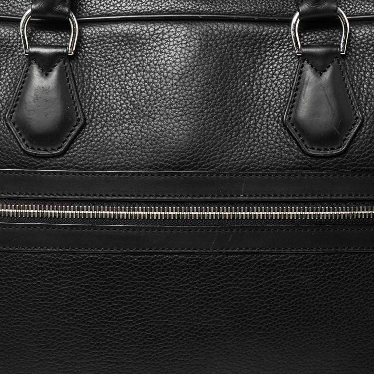 Pre Owned Dunhill Black Leather Zip Briefcase 