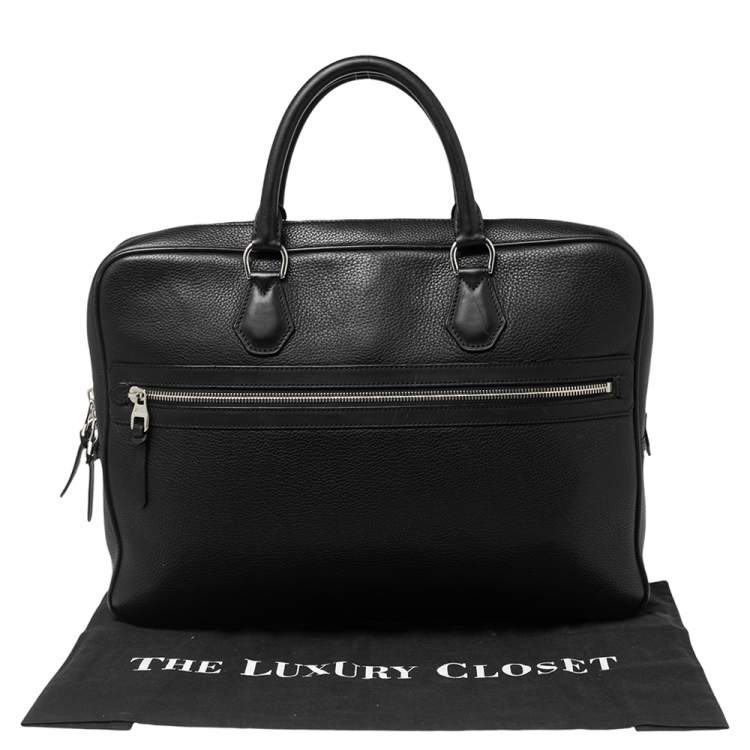Pre Owned Dunhill Black Leather Zip Briefcase 