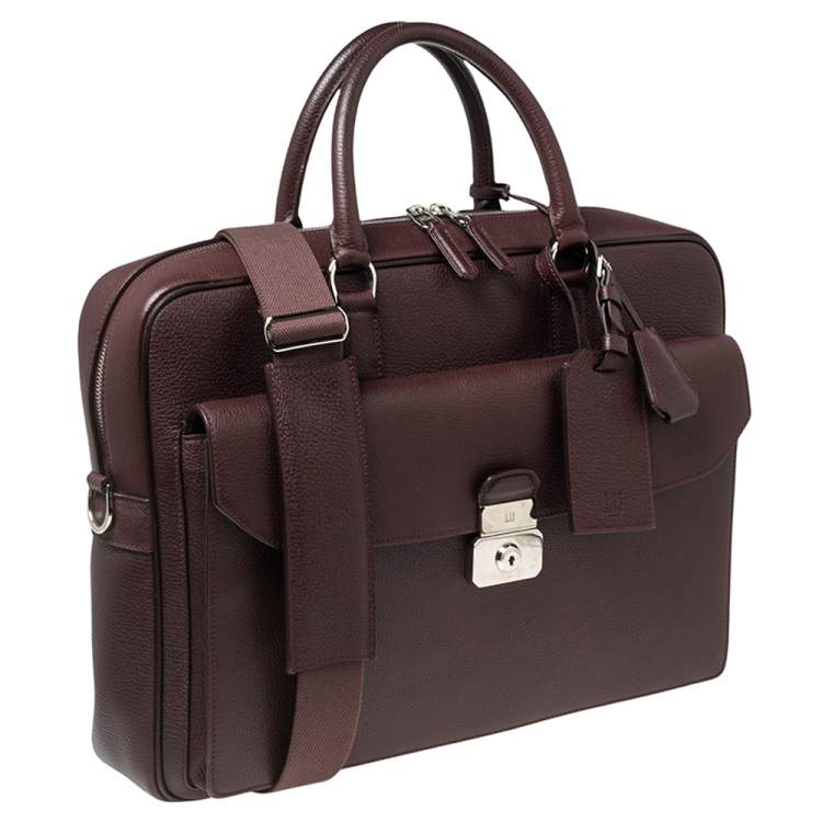 Pre Owned Dunhill Burgundy Leather Briefcase 