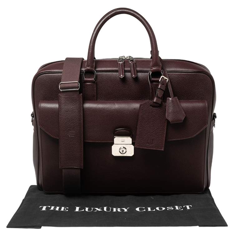 Pre Owned Dunhill Burgundy Leather Briefcase 