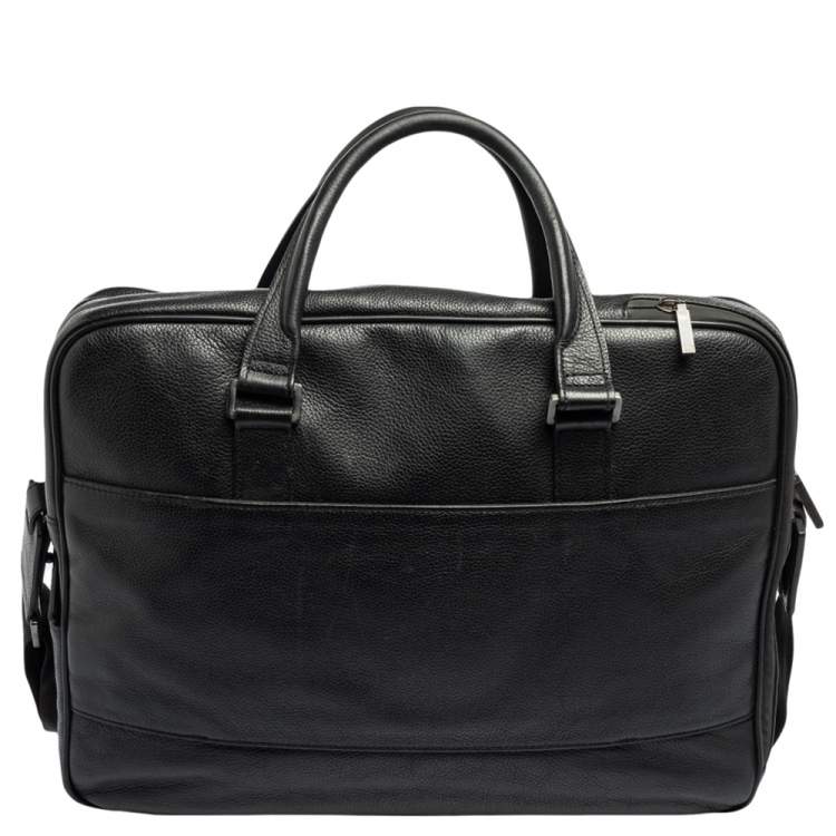 Pre Owned Dunhill Black Leather Laptop Briefcase