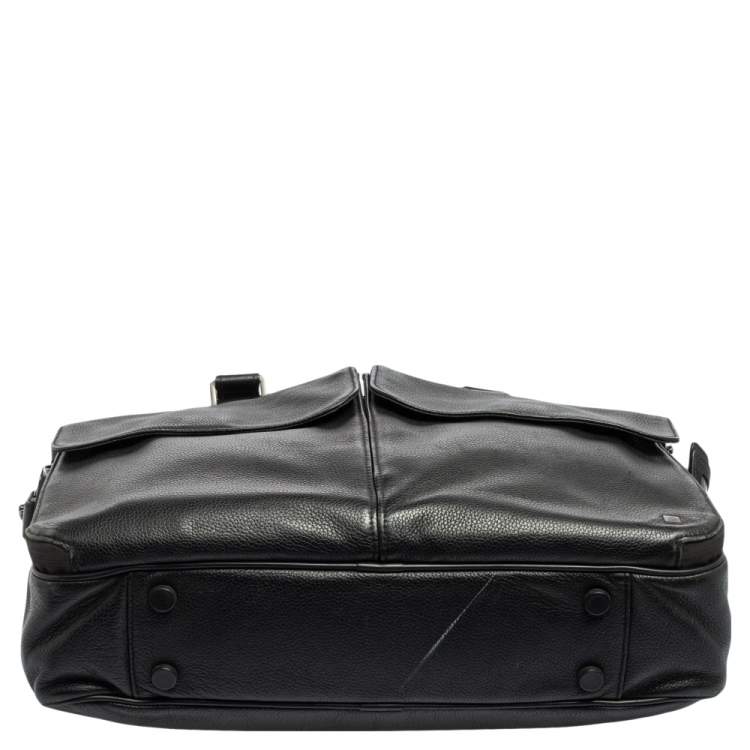 Pre Owned Dunhill Black Leather Laptop Briefcase