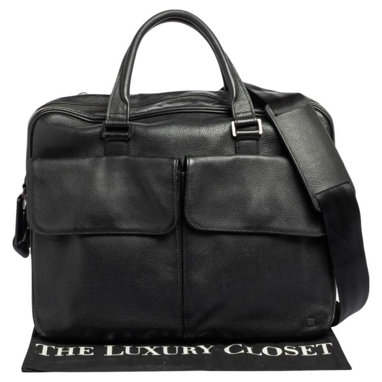 Pre Owned Dunhill Black Leather Laptop Briefcase