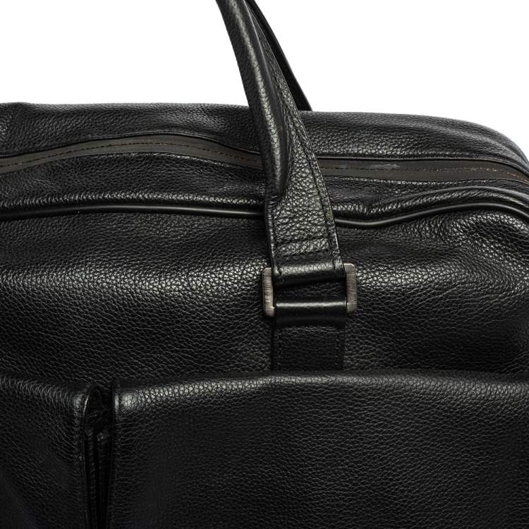 Pre Owned Dunhill Black Leather Laptop Briefcase