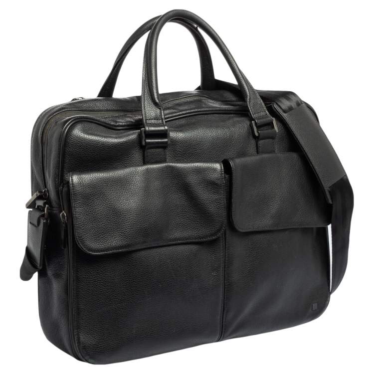 Pre Owned Dunhill Black Leather Laptop Briefcase