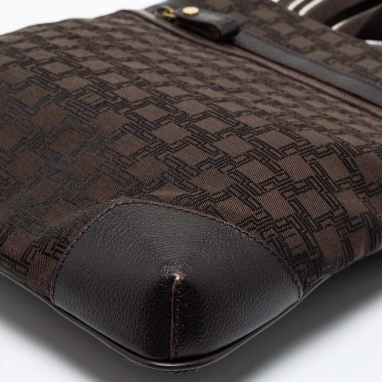 Pre Owned Dunhill Brown Canvas and Leather Messenger Bag
