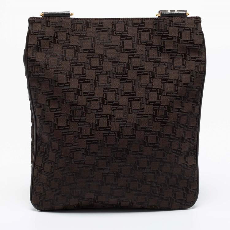 Pre Owned Dunhill Brown Canvas and Leather Messenger Bag
