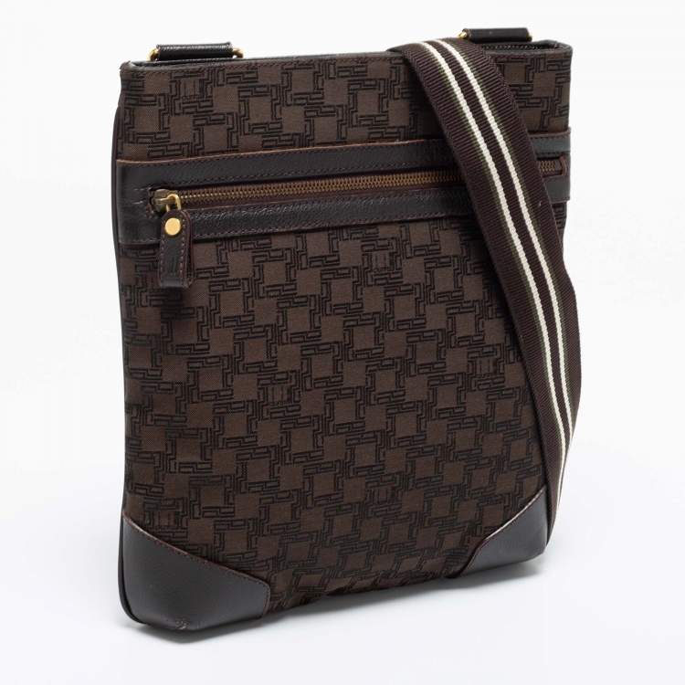 Pre Owned Dunhill Brown Canvas and Leather Messenger Bag