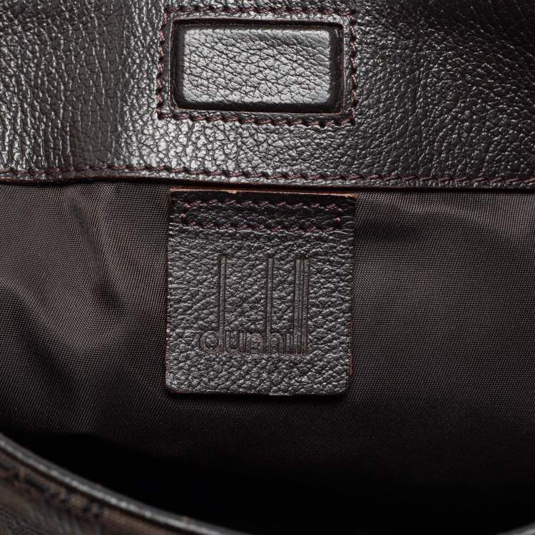 Pre Owned Dunhill Brown Canvas and Leather Messenger Bag