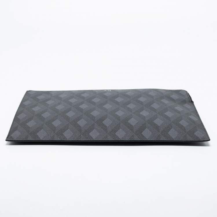 Pre Owned Dunhill Black/Grey Cadogan Leather Top Zip Document Pouch
