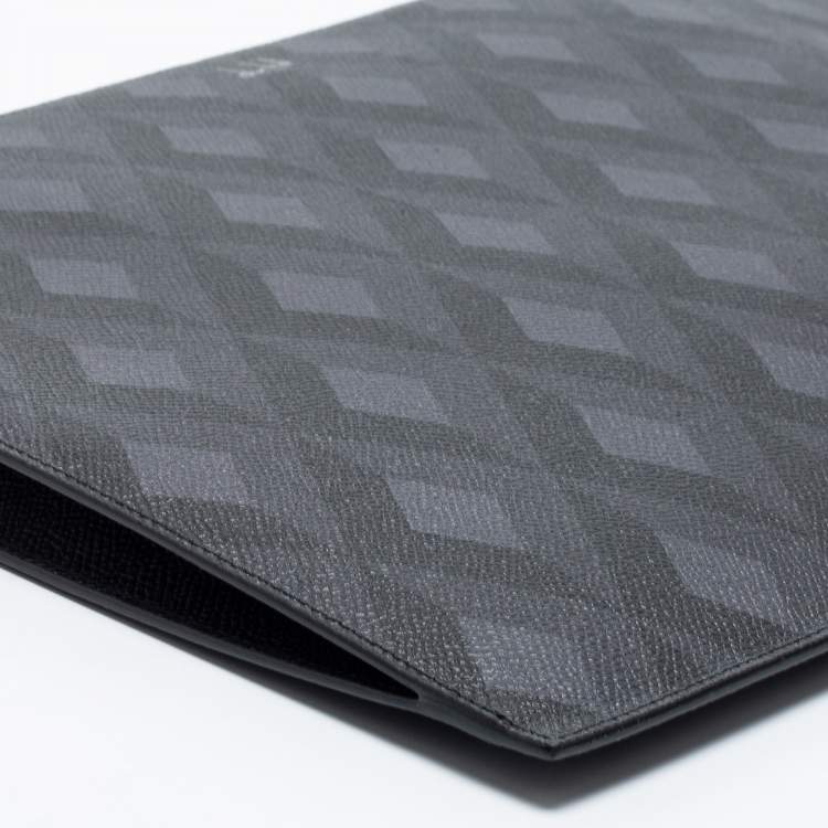Pre Owned Dunhill Black/Grey Cadogan Leather Top Zip Document Pouch