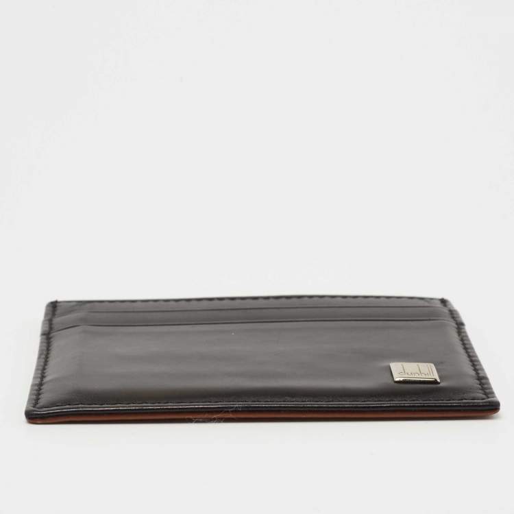 Pre Owned Dunhill Black/Brown Leather Card Holder