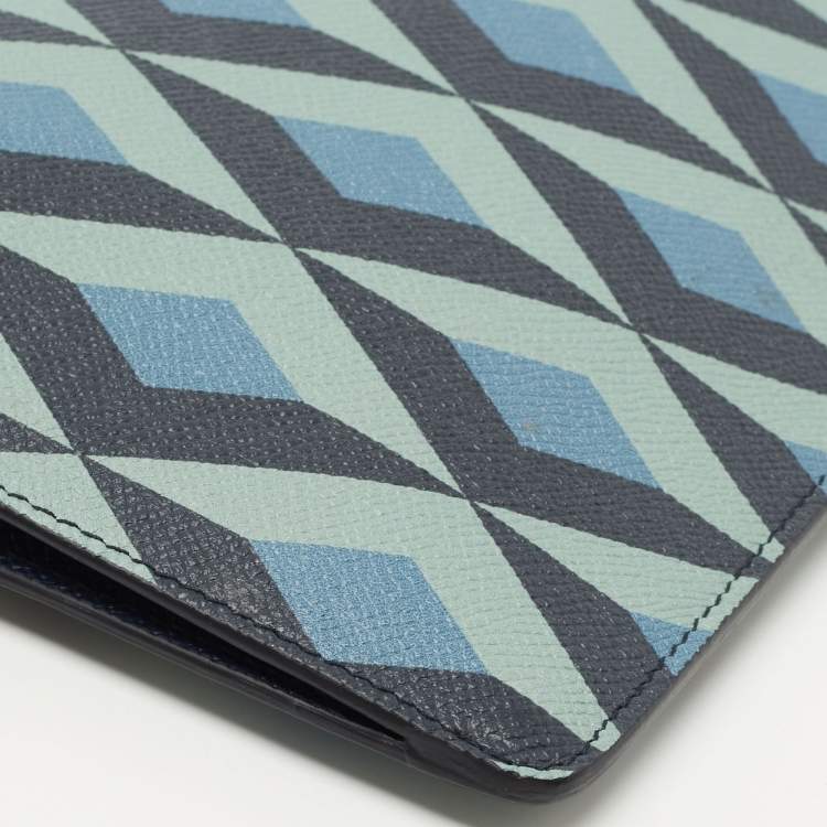 Pre Owned Dunhill Multicolor Cadogan Print Leather Small Zip Folio Clutch