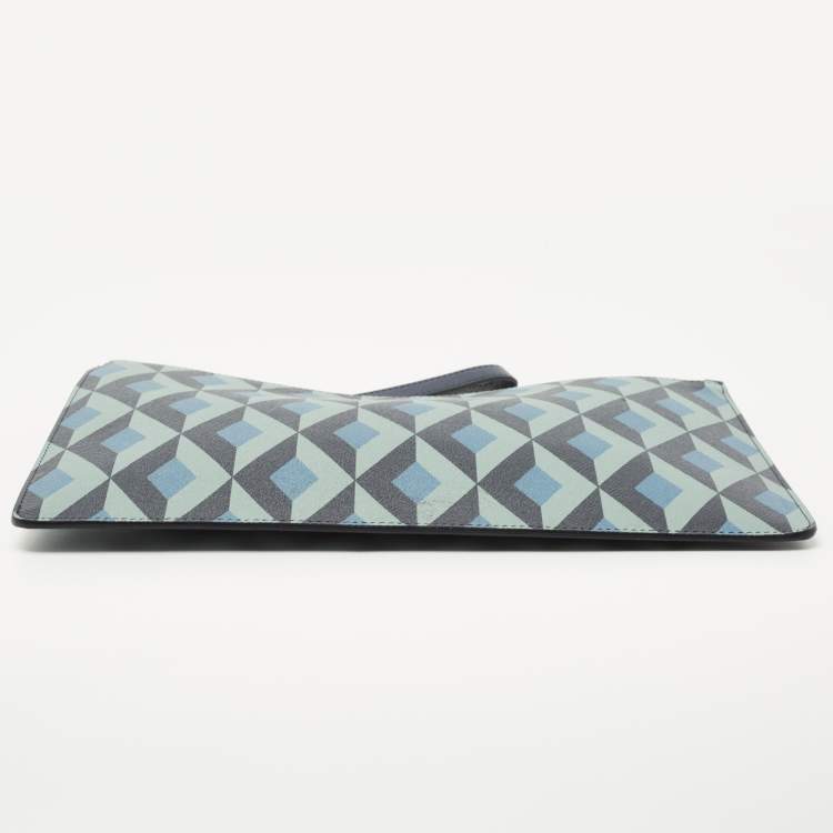 Pre Owned Dunhill Multicolor Cadogan Print Leather Small Zip Folio Clutch