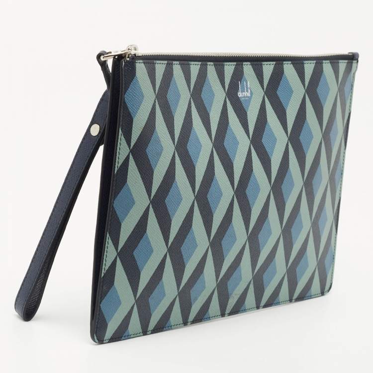 Pre Owned Dunhill Multicolor Cadogan Print Leather Small Zip Folio Clutch