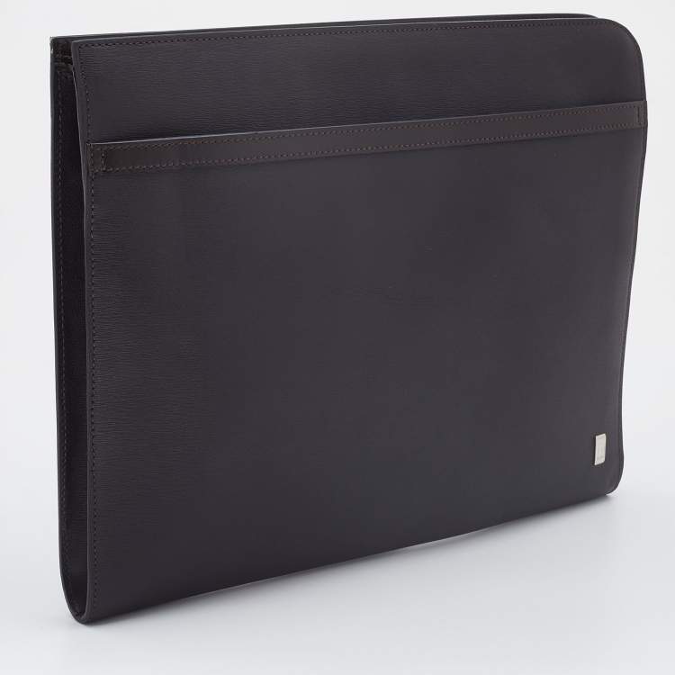 Pre Owned Dunhill Brown Leather Documents Portfolio Case