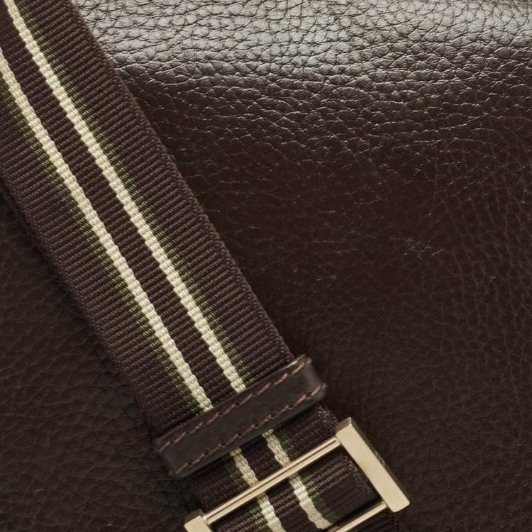 Pre Owned Dunhill Dark Brown Leather Messenger Bag