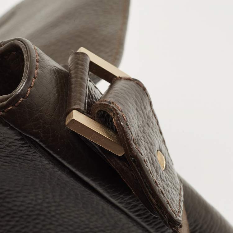 Pre Owned Dunhill Dark Brown Leather Messenger Bag