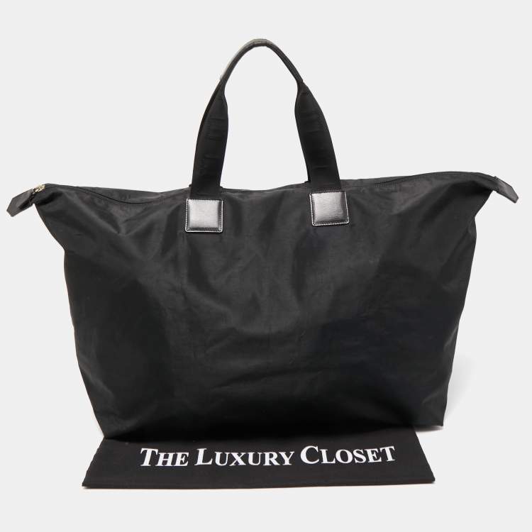 Pre Owned Dunhill Black Nylon Zip Shopper Tote