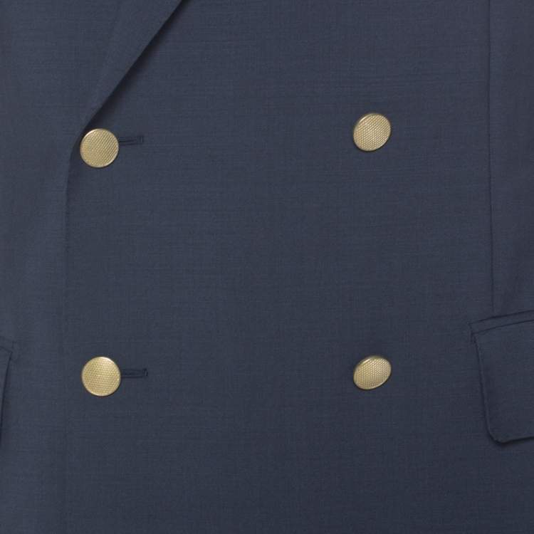 Pre Owned Dunhill Charcoal Grey Wool & Silk Blend Double Breasted Blazer L