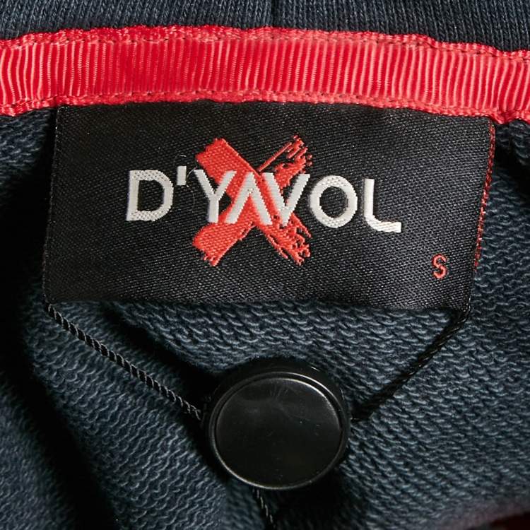 مملوكة مسبقًا D`yavol X Navy Blue Perfectly Flawed Embroidery Cotton Blend Hooded Sweatshirt S