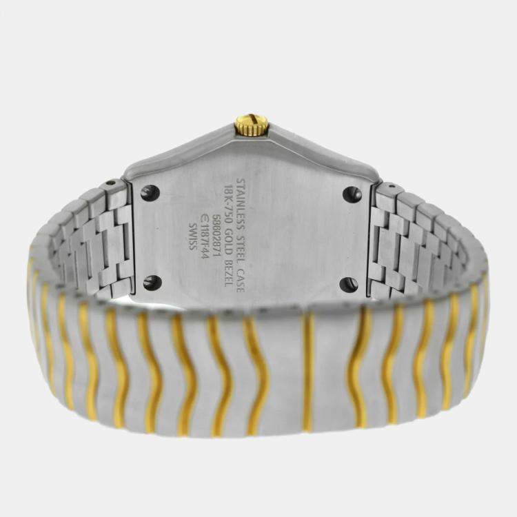 Pre Owned Ebel Classic Wave  E1187F44 Quartz Off-White 18k Yellow Gold Stainless Steel Men's Wristwatch 38 mm
