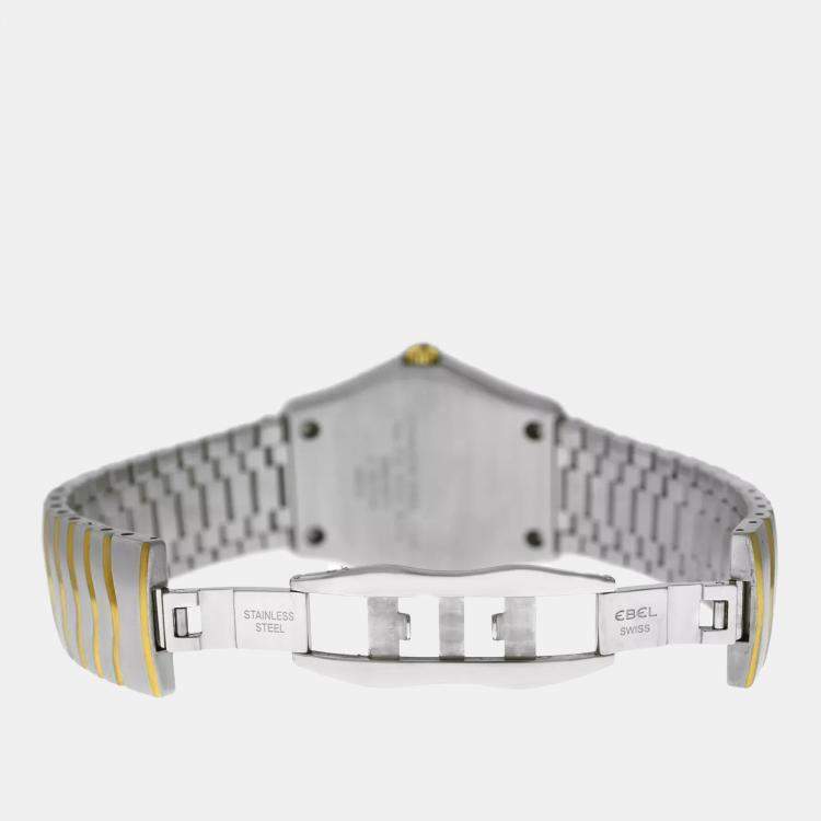 Pre Owned Ebel Classic Wave  E1187F44 Quartz Off-White 18k Yellow Gold Stainless Steel Men's Wristwatch 38 mm