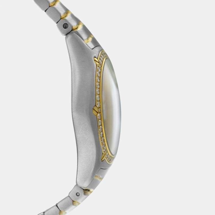 Pre Owned Ebel Classic Wave  E1187F44 Quartz Off-White 18k Yellow Gold Stainless Steel Men's Wristwatch 38 mm