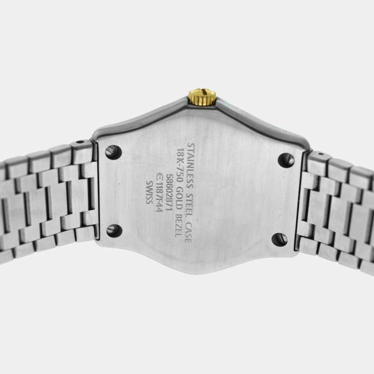 Pre Owned Ebel Classic Wave  E1187F44 Quartz Off-White 18k Yellow Gold Stainless Steel Men's Wristwatch 38 mm