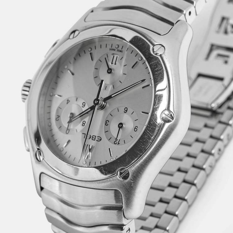 مملوكة مسبقًا Ebel Classic Wave E9251F41 Wave Silver Dial Stainless Steel Men's Wristwatch 40 mm