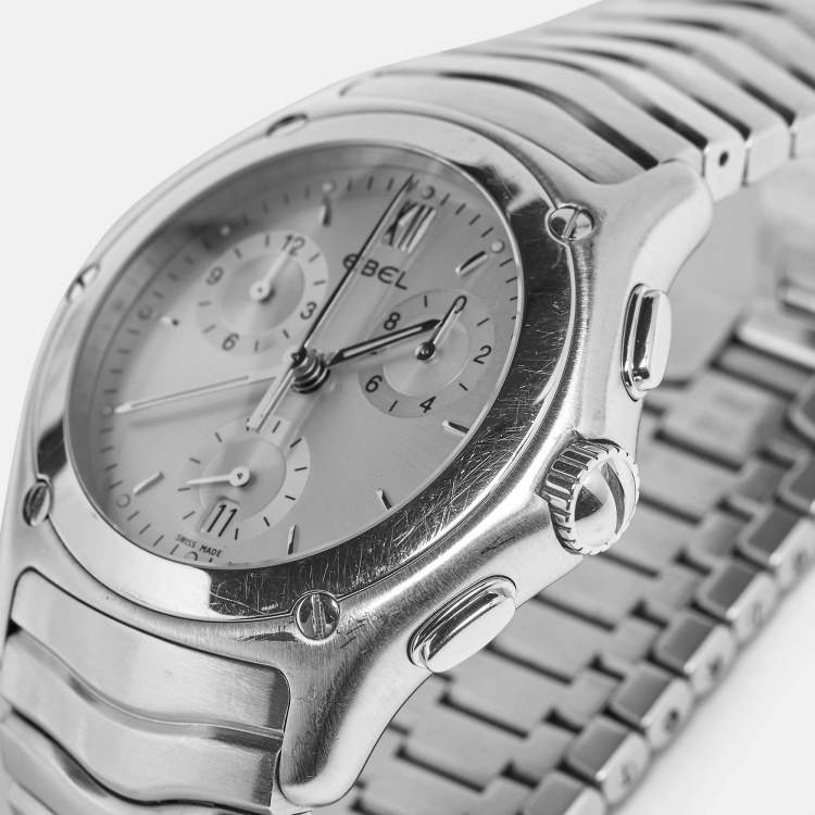 مملوكة مسبقًا Ebel Classic Wave E9251F41 Wave Silver Dial Stainless Steel Men's Wristwatch 40 mm