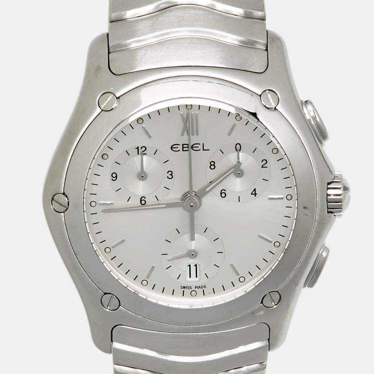 مملوكة مسبقًا Ebel Classic Wave E9251F41 Wave Silver Dial Stainless Steel Men's Wristwatch 40 mm