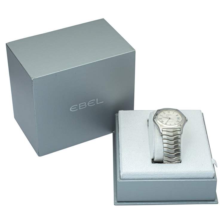 Pre Owned Ebel Silver Stainless Steel Classic Wave Automatic 9120F41 Men's Wristwatch 37mm