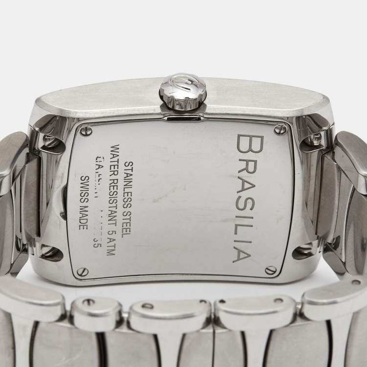 Pre Owned Ebel Silver Stainless Steel Brasilia 9120M41/62500 Men's Wristwatch 33 mm 