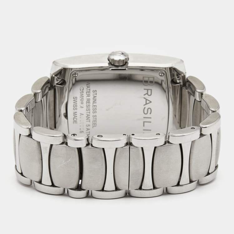 Pre Owned Ebel Silver Stainless Steel Brasilia 9120M41/62500 Men's Wristwatch 33 mm 