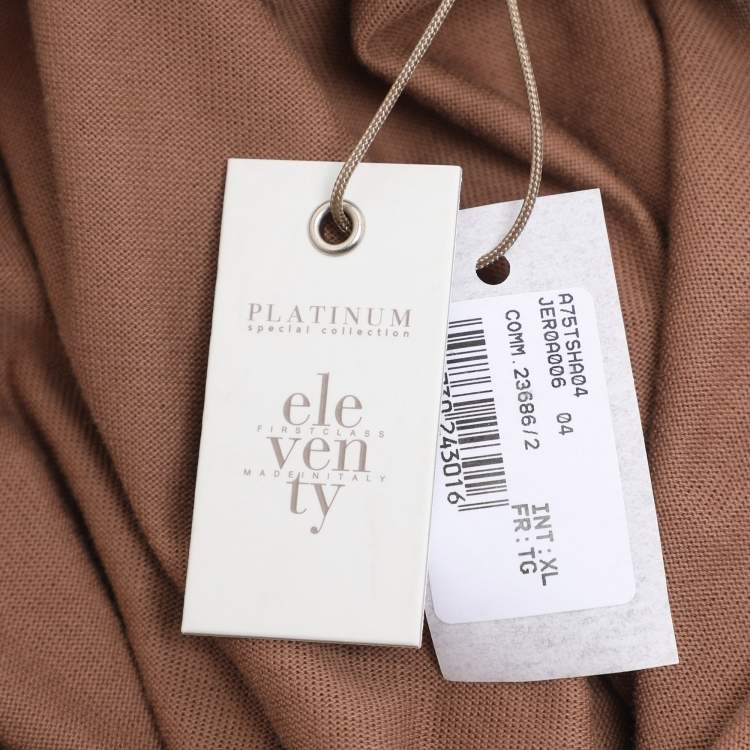 Pre Owned Eleventy Brown Jersey Henley T-Shirt XL