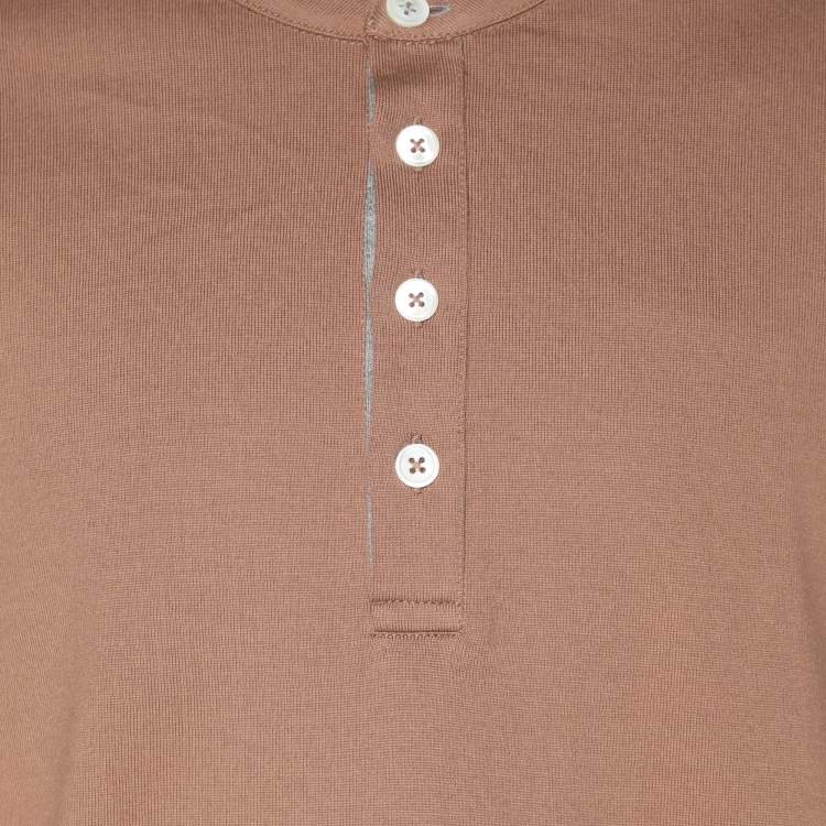 Pre Owned Eleventy Brown Jersey Henley T-Shirt XL