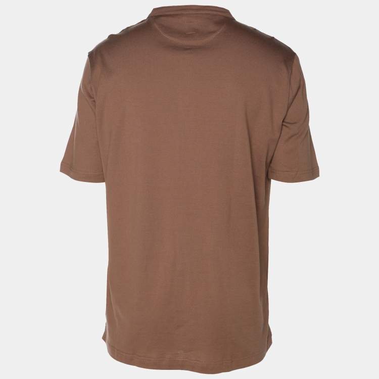 Pre Owned Eleventy Brown Jersey Henley T-Shirt XL
