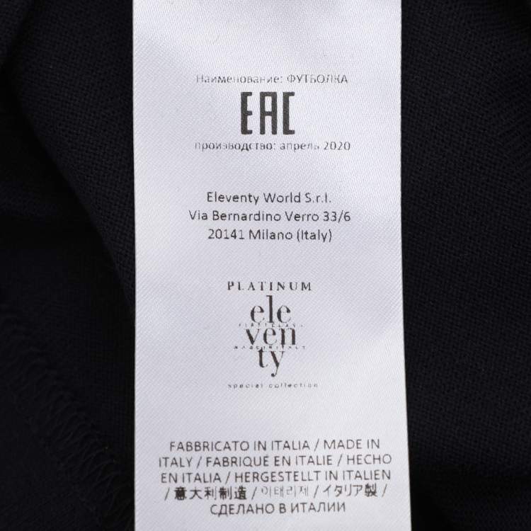 Pre Owned Eleventy Navy Blue Jersey Henley T-Shirt XL